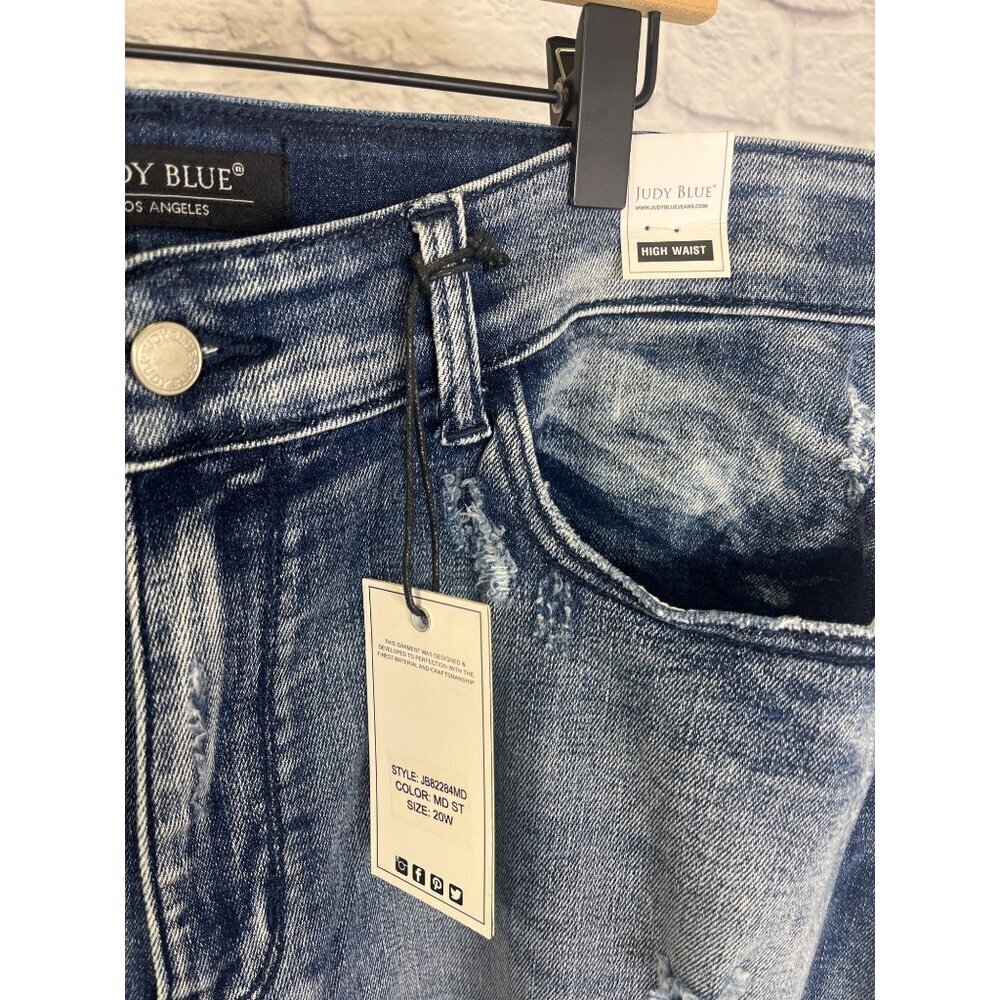 Judy Blue High Waist Boyfriend Fit Jeans NEW Size 20W Distressed Stone Wash - Picture 5 of 9